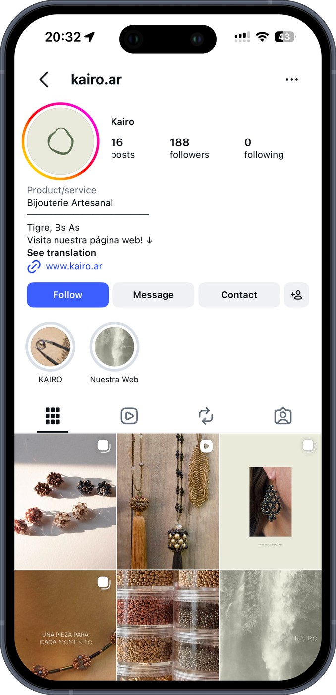 Kairo mobile website interface on an iPhone